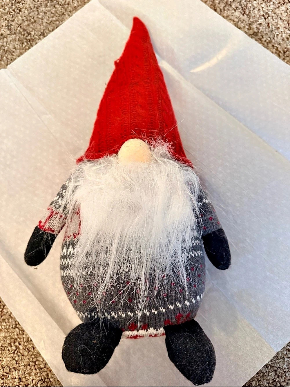 Red & Gray Holiday Gnome Decor Like New